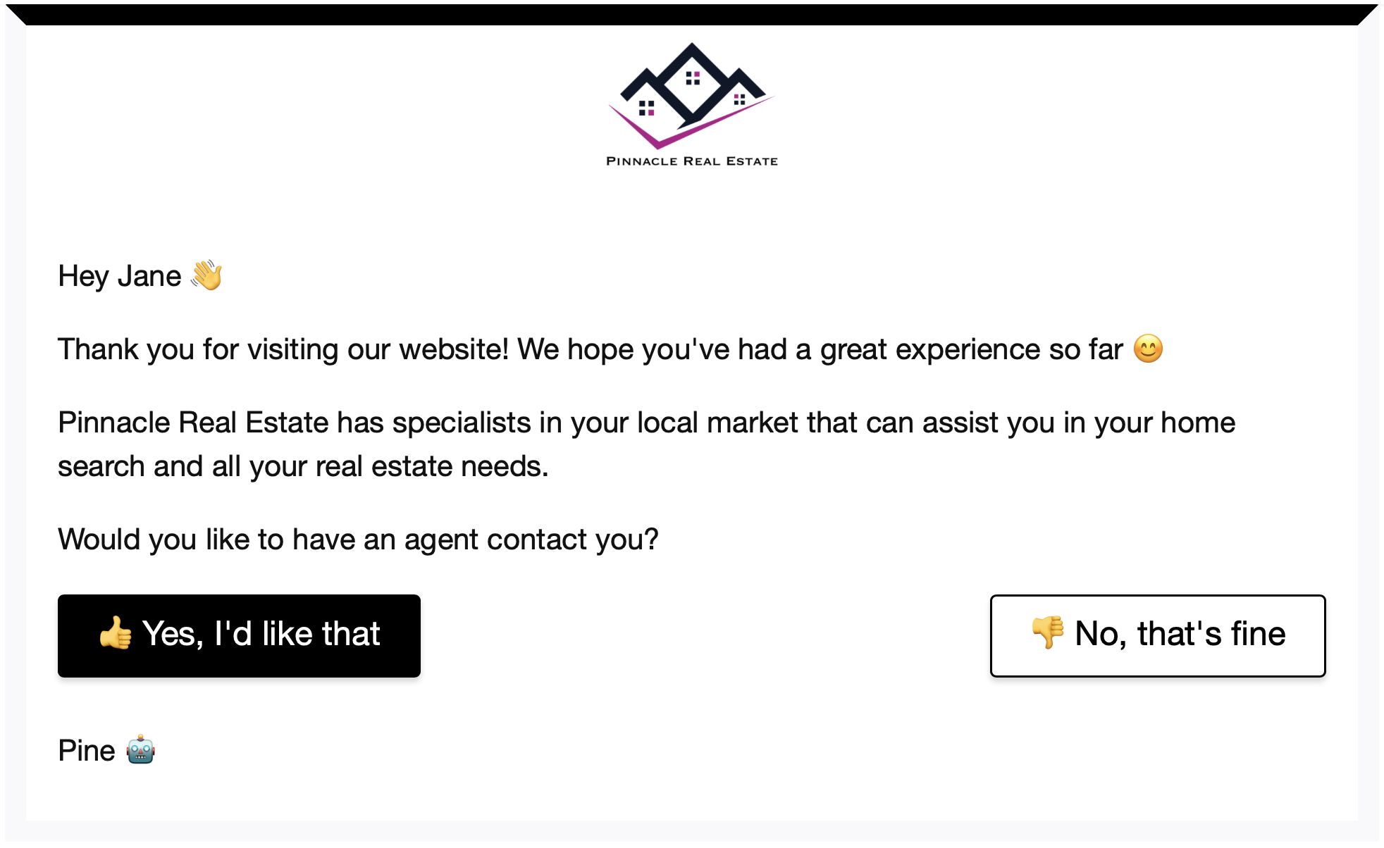 Email campaign promoting Realtors